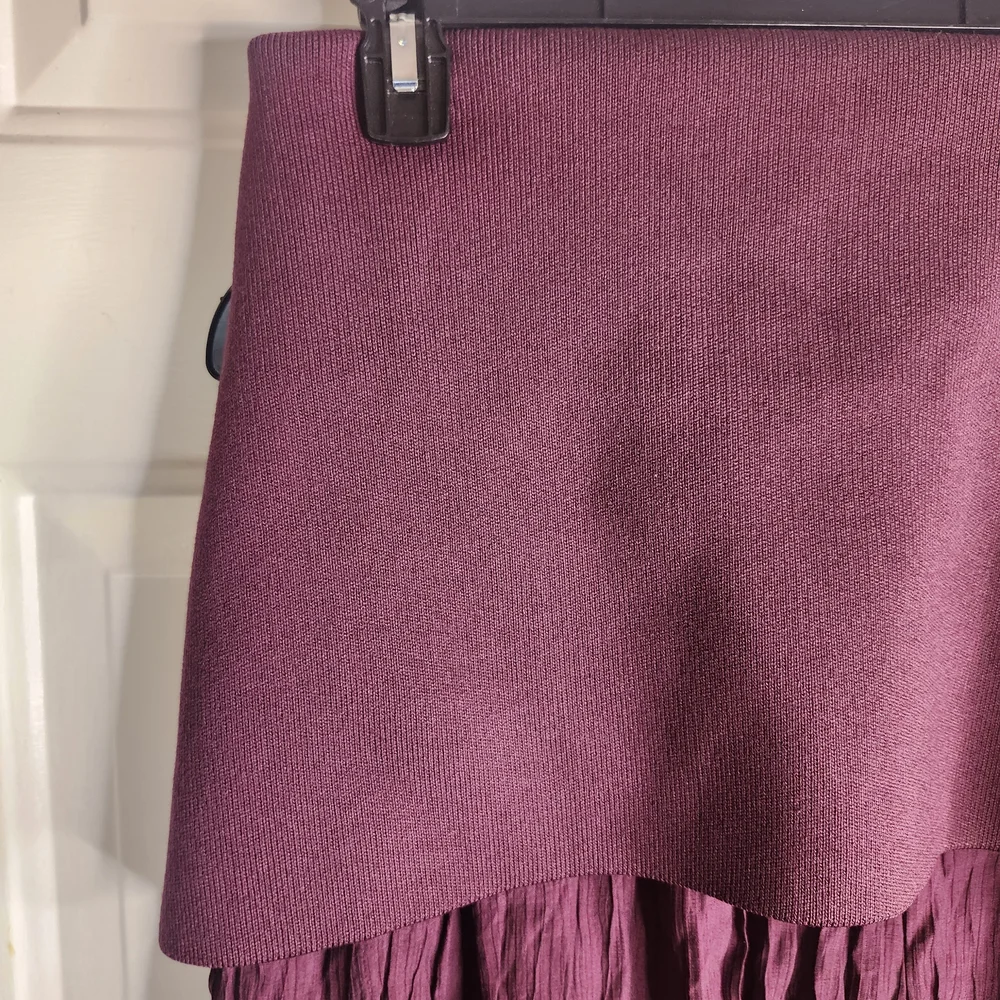Zara Burgundy Pleated Maxi Skirt - Picture 5 of 7